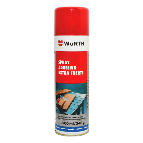 Spray adhesivo extra fuerte Würth 500 ml pegado rápido y duradero